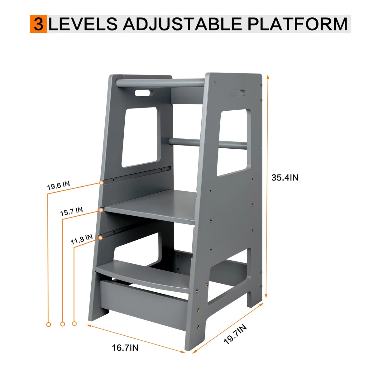 Wooden Adjustable Kids Step Stool I908