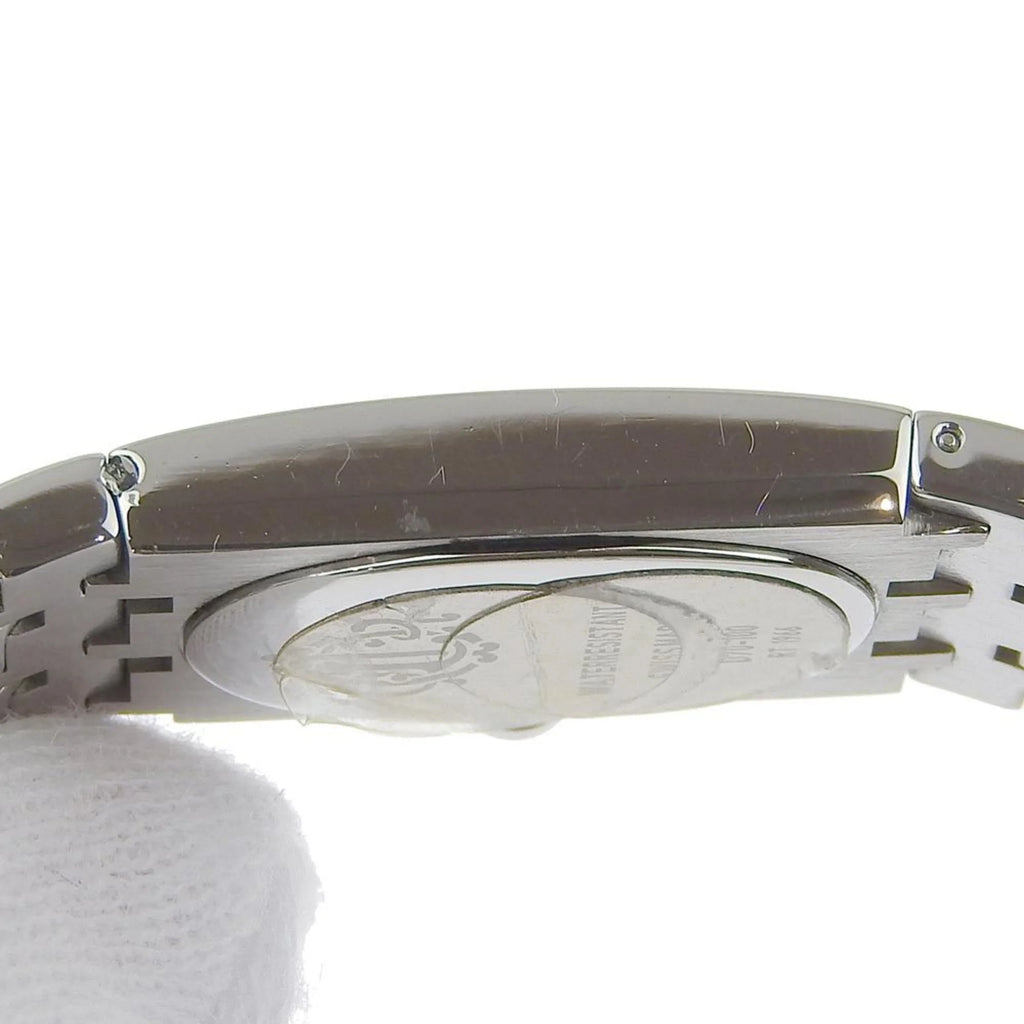 Pre-Owned Stainless Steel Swiss Made Silver Quartz Analog Display Black Dial Ladies Watch T1410
