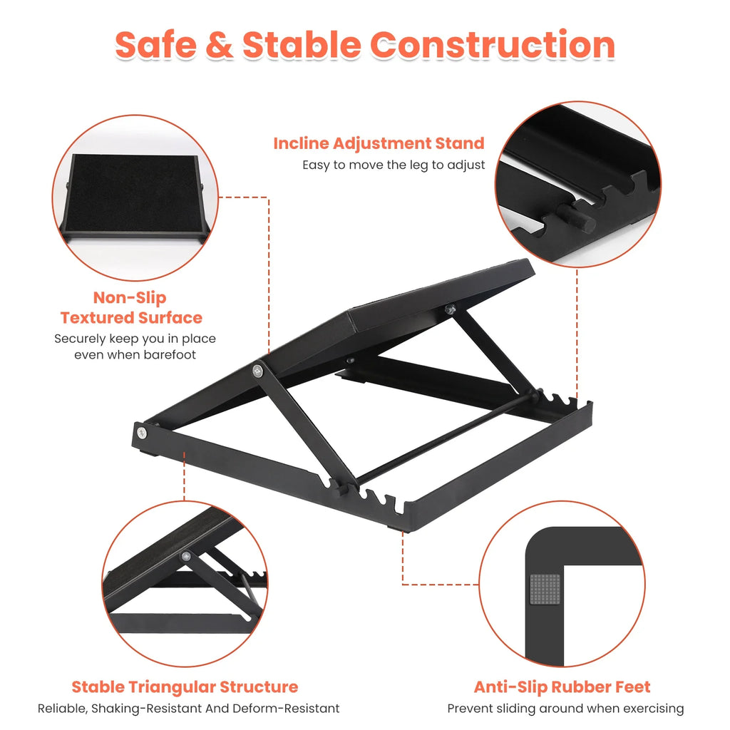 Steel Calf Stretcher Slant Board with 5 Adjustable Inclines Non-Slip Surface E103