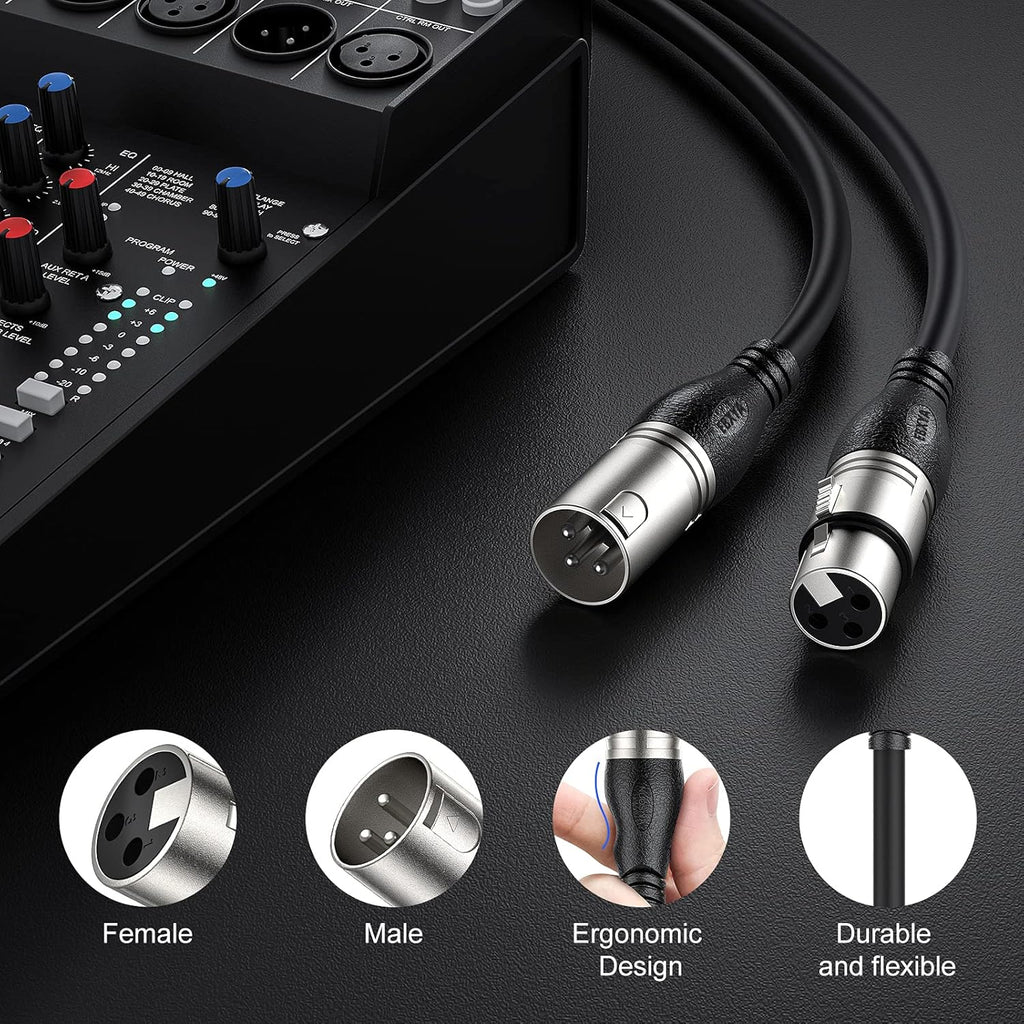 XLR Cable 50ft Pack of 2, 3-Pin Male to Female Microphone Cable K3268