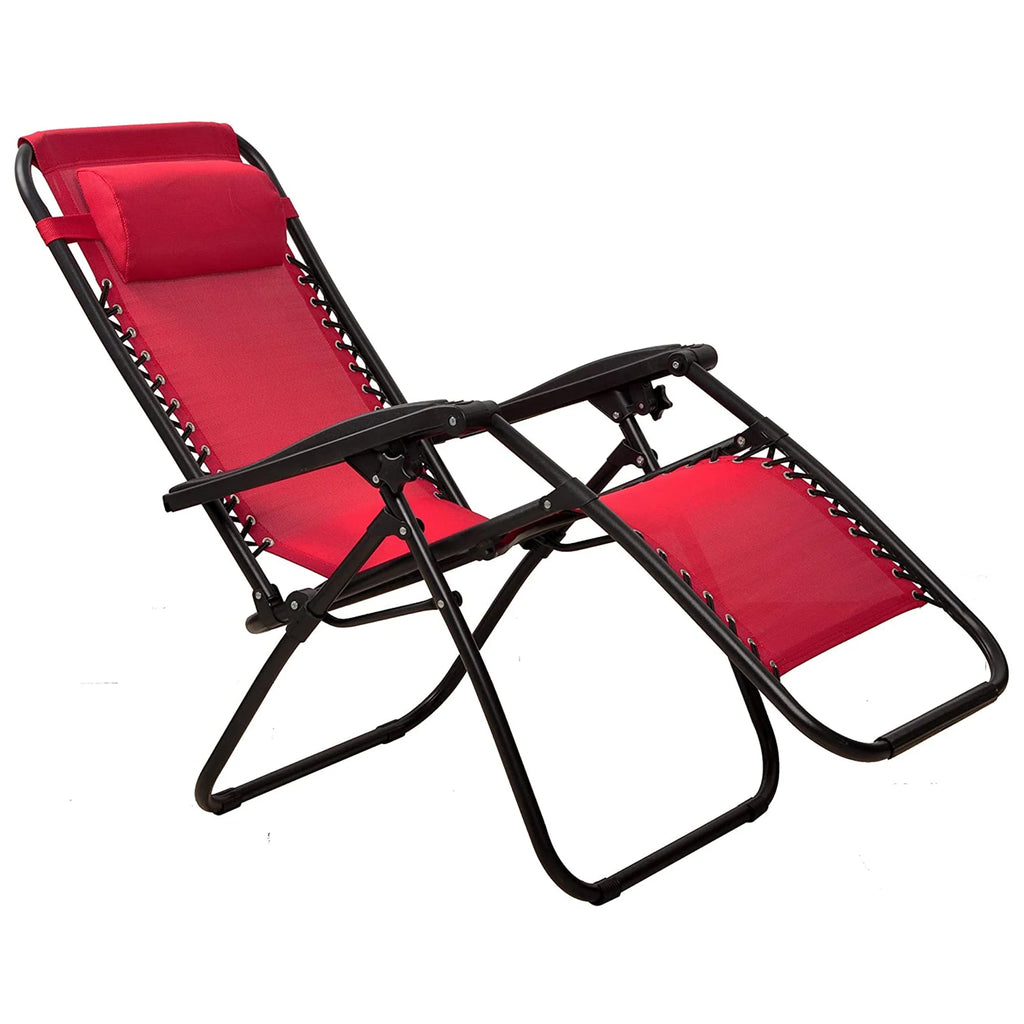 Adjustable Outdoor Zero Gravity Recliner Lounge Chair, Burgundy, 2 I289486