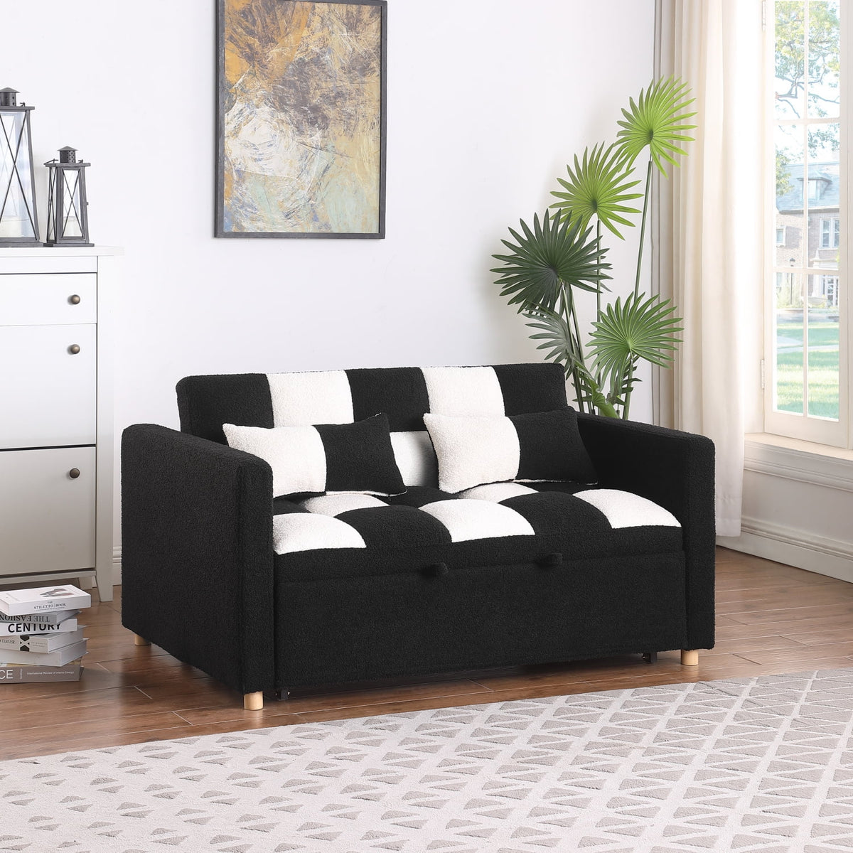 45 x 68 Small Convertible Loveseat Sleeper Sofa Bed with 2 Pillows A42994