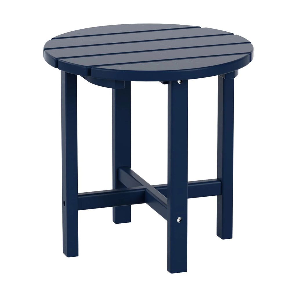 Navy Blue 3-Piece Plastic Outdoor Chaise Lounges with Side Table Y495159