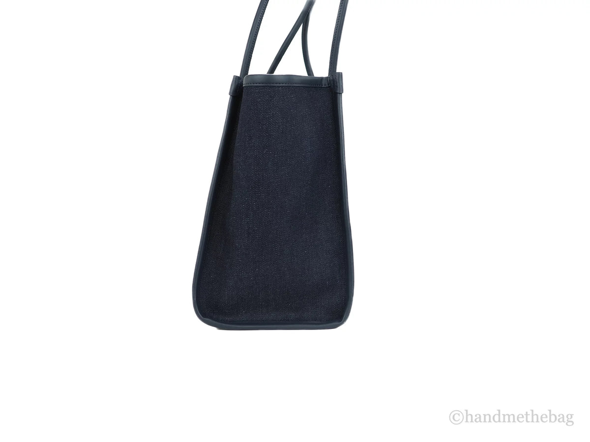 Blue Denim Fabric Shoulder Tote Handbag V60873