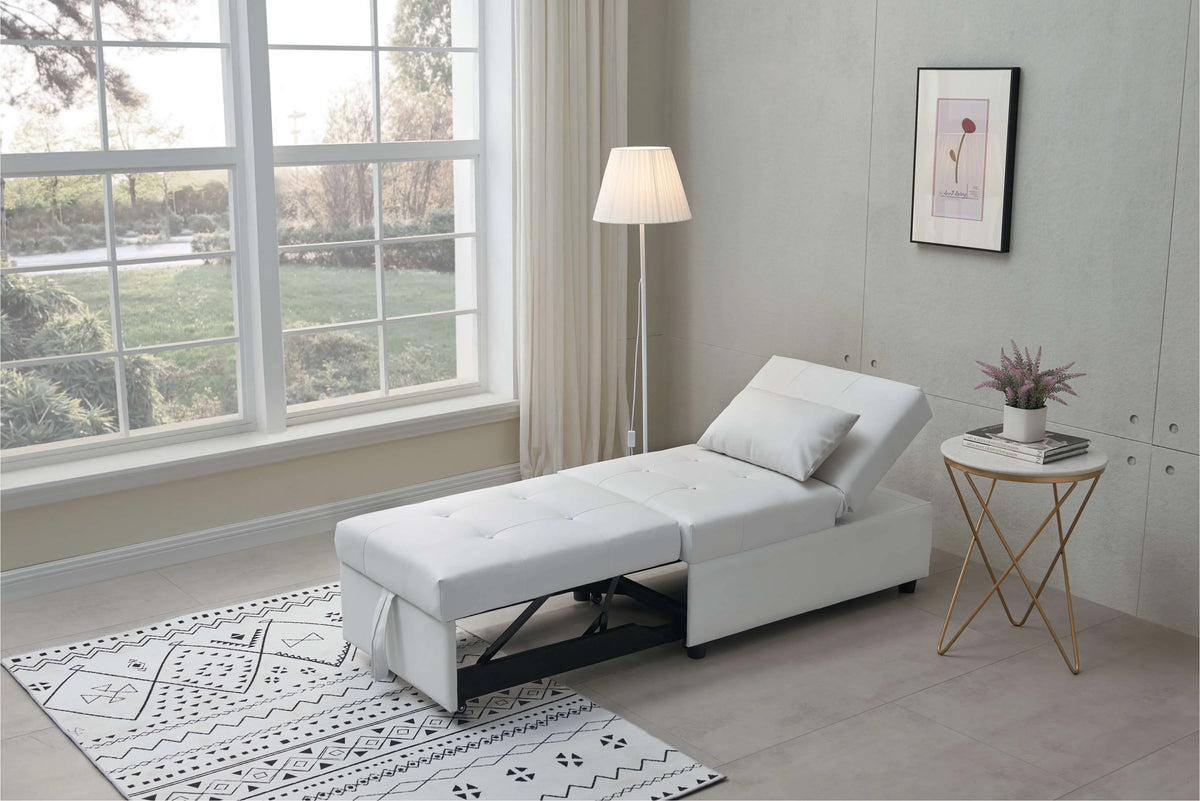 White Convertible Ottoman Sofa Bed L6145