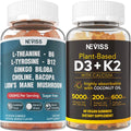 Sugar Free L-Tyrosine L-Theanine Gummies 120 Counts + Sugar Free D3 5000IU K2 Gummies 120 Counts I173152