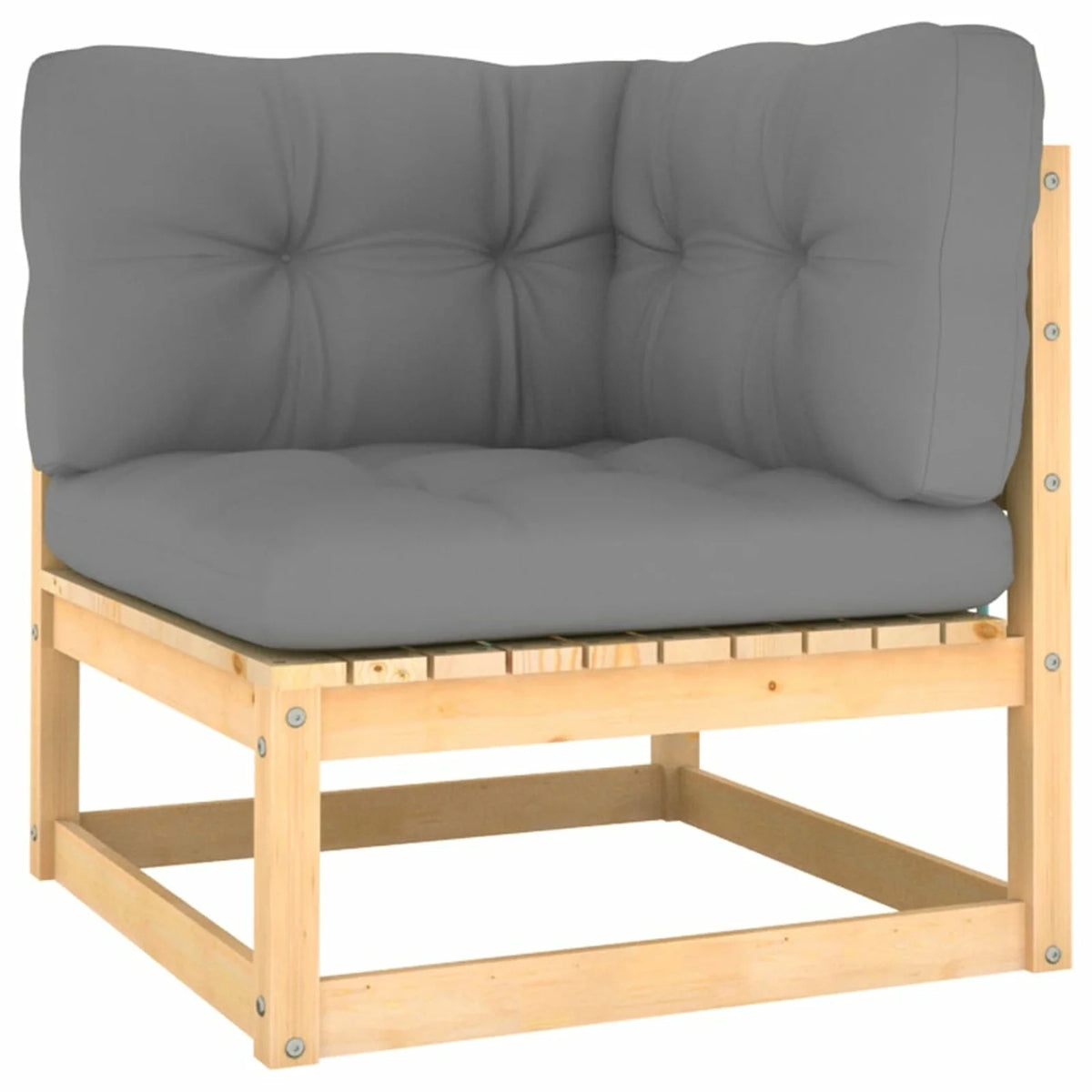 11 Piece Patio Lounge Set with Gray Cushion Pinewood Sectional Outdoor Furniture Set G42151