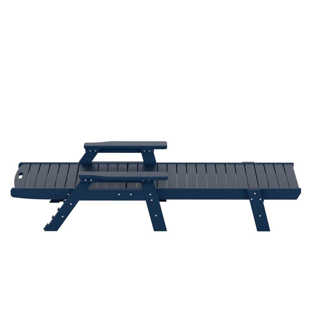 Navy Blue 3-Piece Plastic Outdoor Chaise Lounges with Side Table Y495159