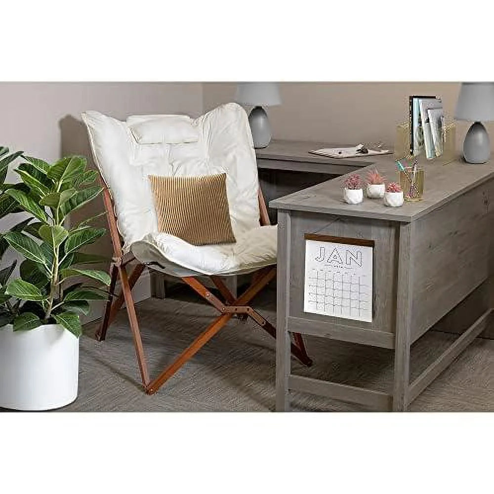 White Wood Folding Accent Chair K36199