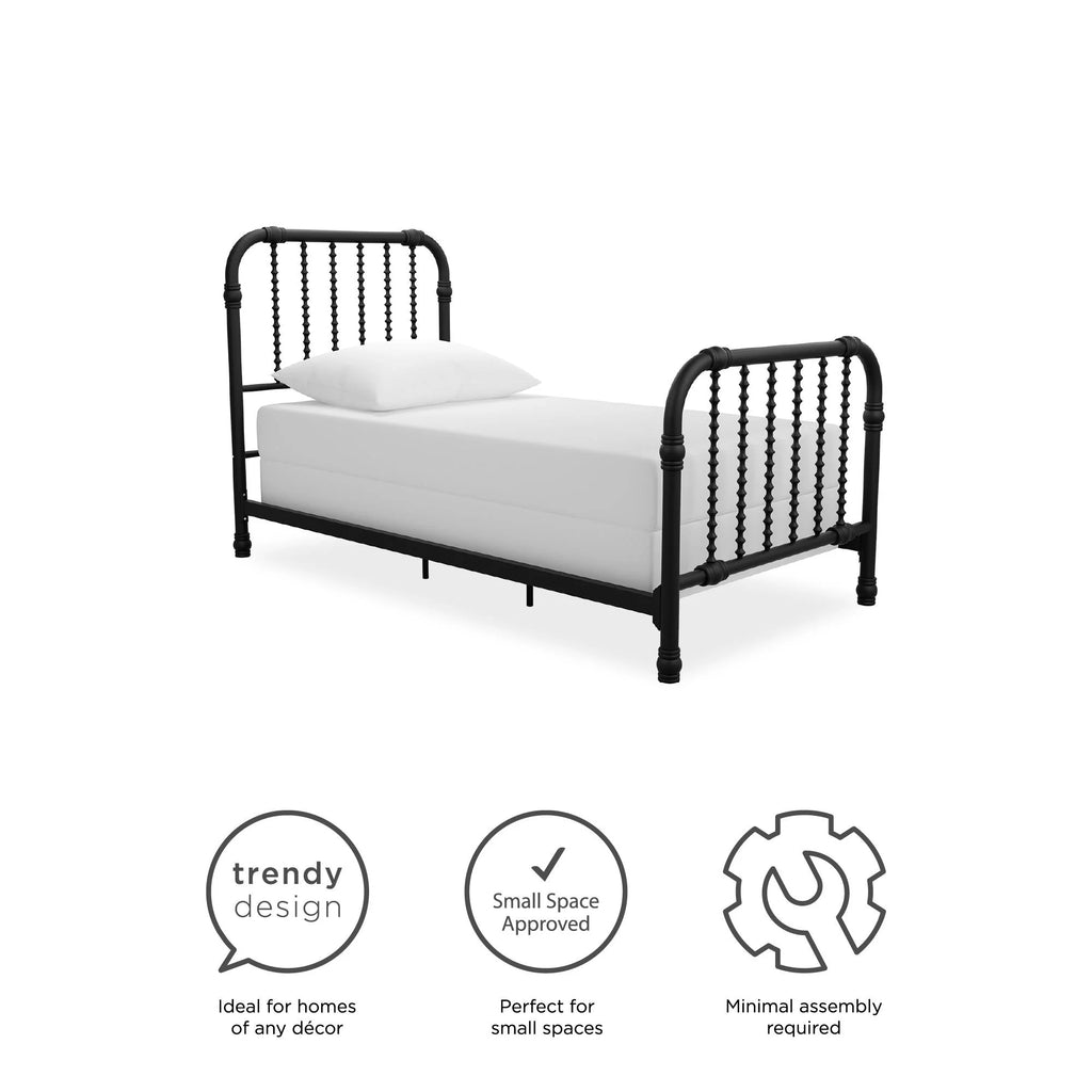 Twin Black Metal Bed U3681
