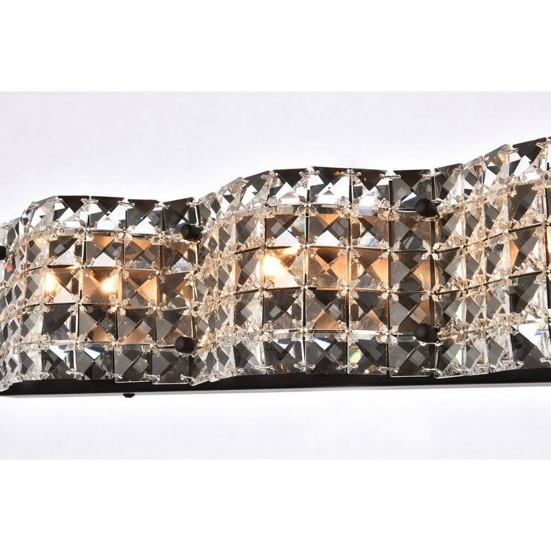 3 Light Bath Sconce with Clear Crystals Black Q77342
