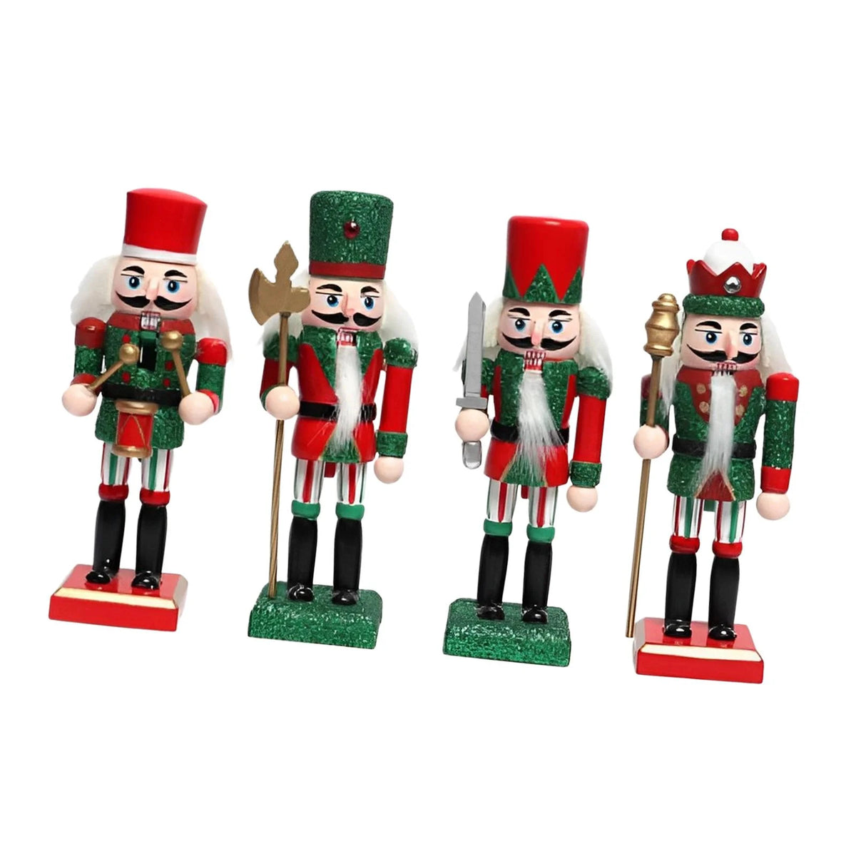 18cm 4 Pieces Wooden Nutcracker Soldier Table Decoration B66002