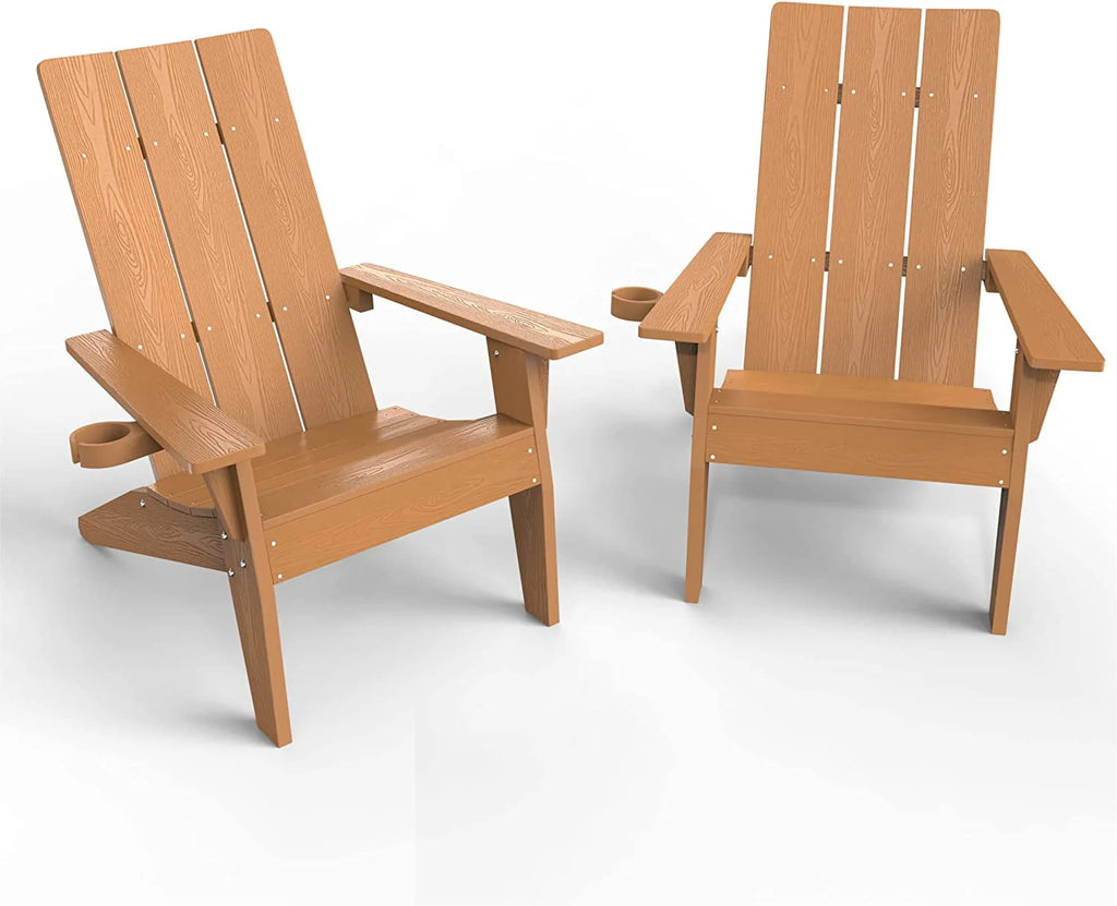 Black HIPS Adirondack Chair with Cup Holder, Set of 4 Z971127