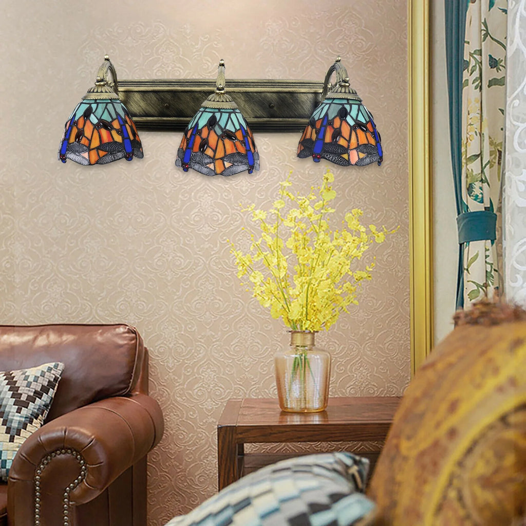 Dragonfly Wall Sconce Lamp Stained Glass E436