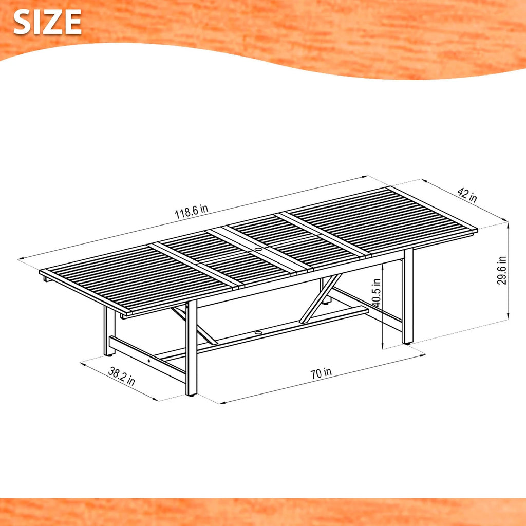 9-Piece Teak Finish Wood Extendable Patio Dining Set Y377