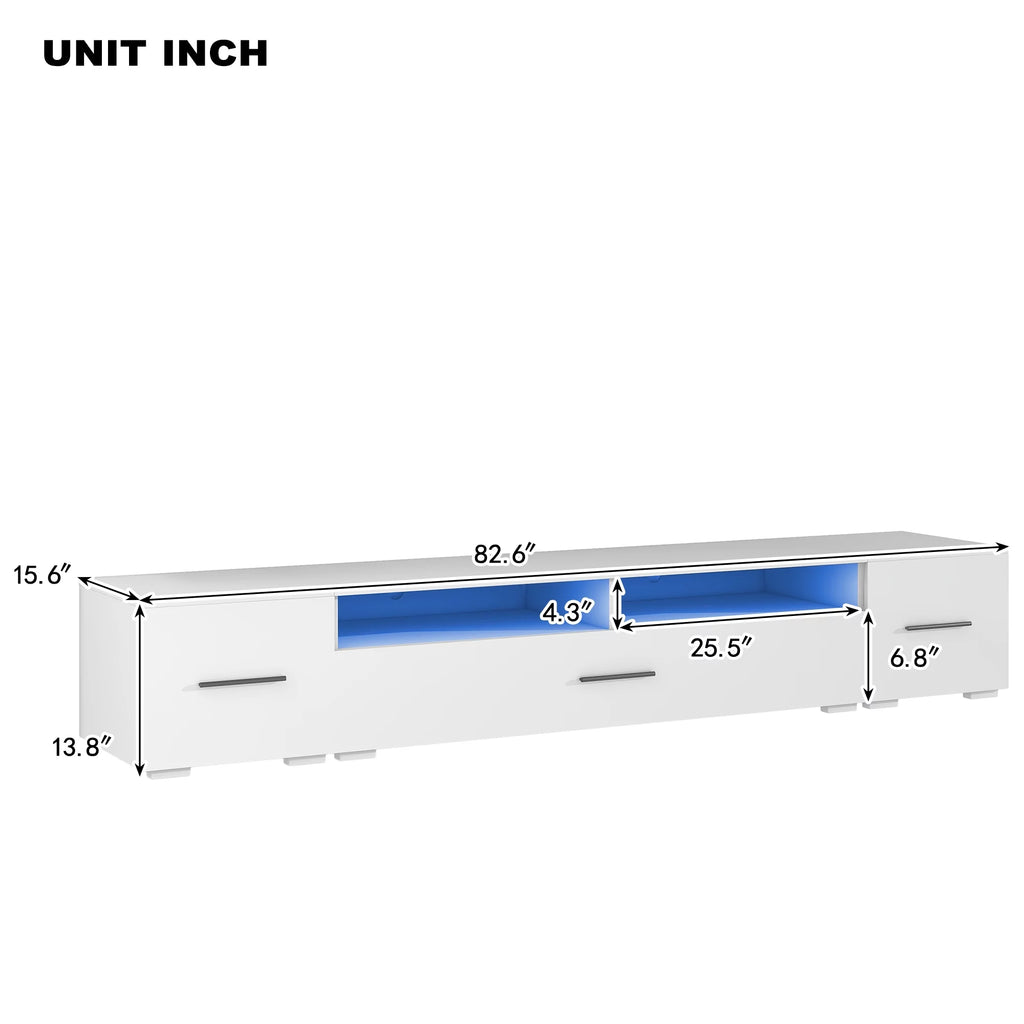 White High Gloss TV Stand with LED Lights F436