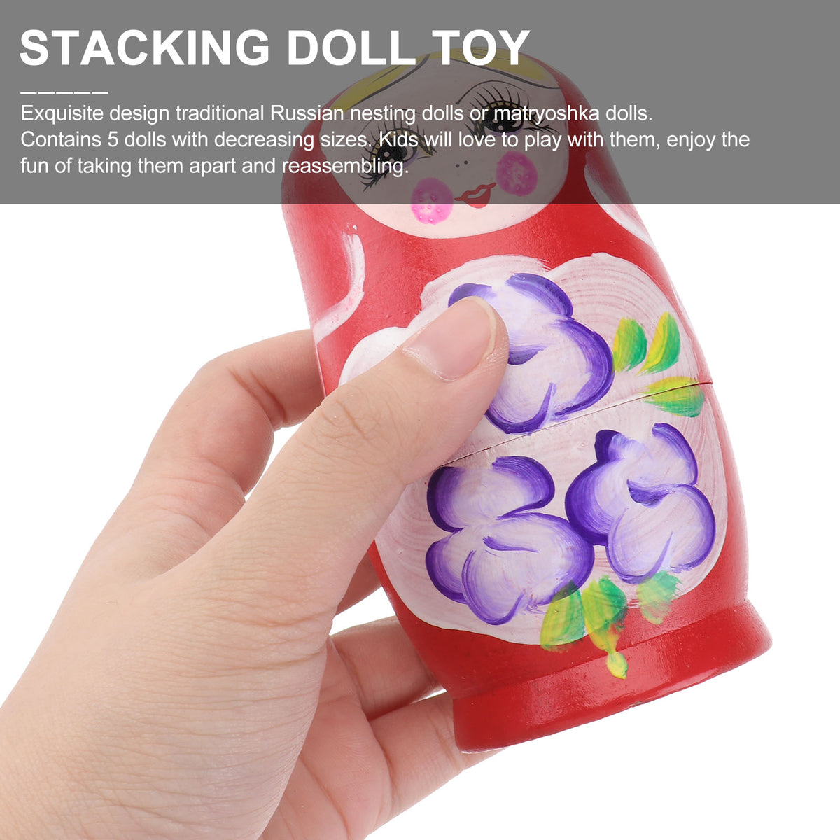 Red Travel Wooden Doll Decor 5 Pcs V262104