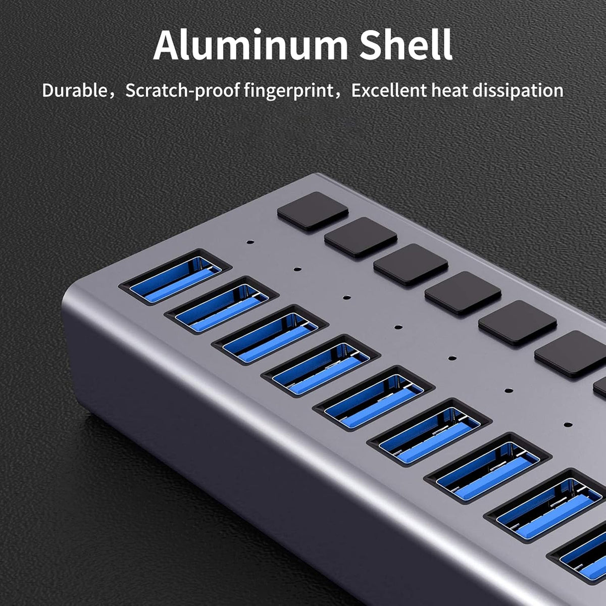 16 Ports USB 3.0 Powered Hub with Individual On/Off Switches and Power Adapter, Pack of 2 Q49717
