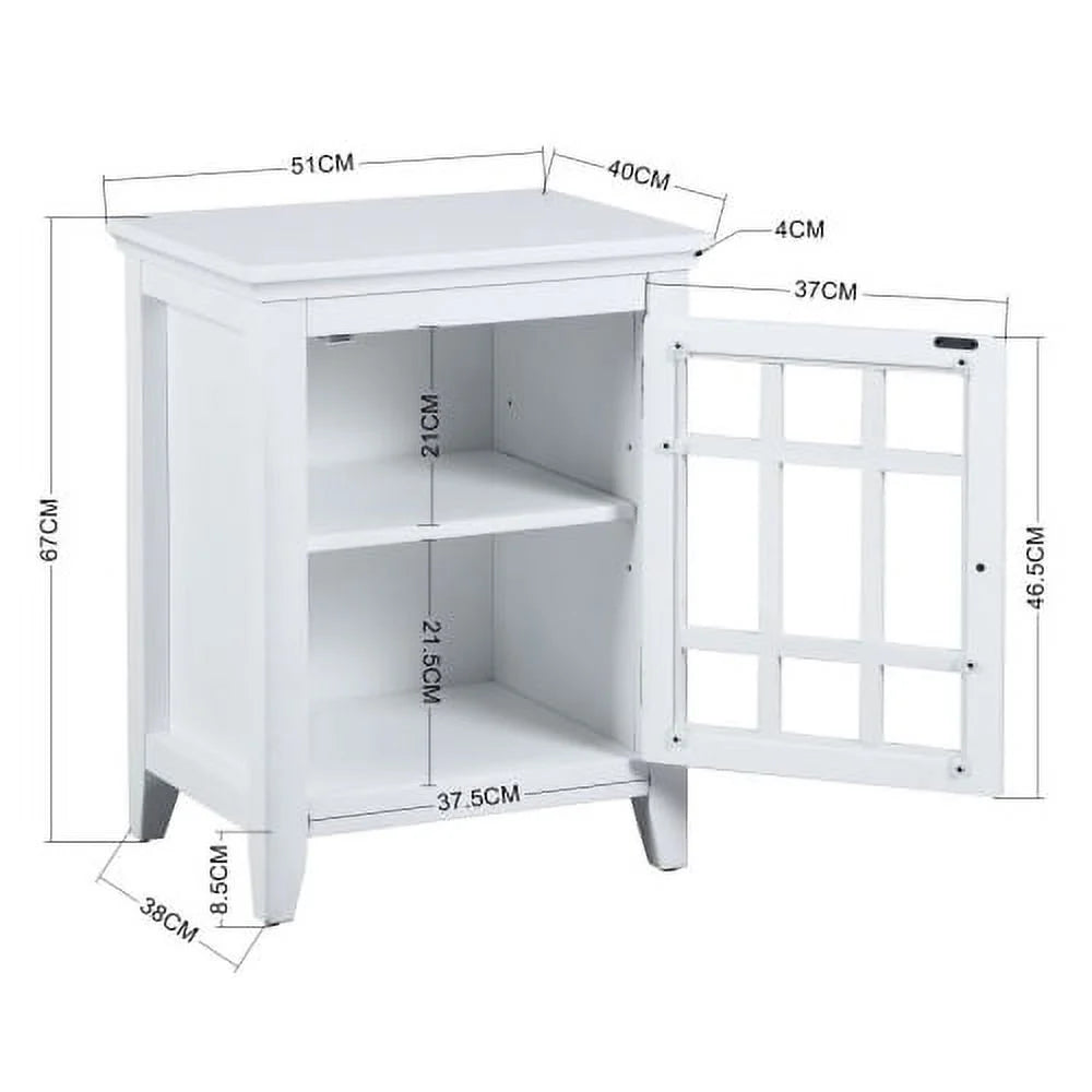 White Bedside Table/Night Stand with Open Storage Compartments K803