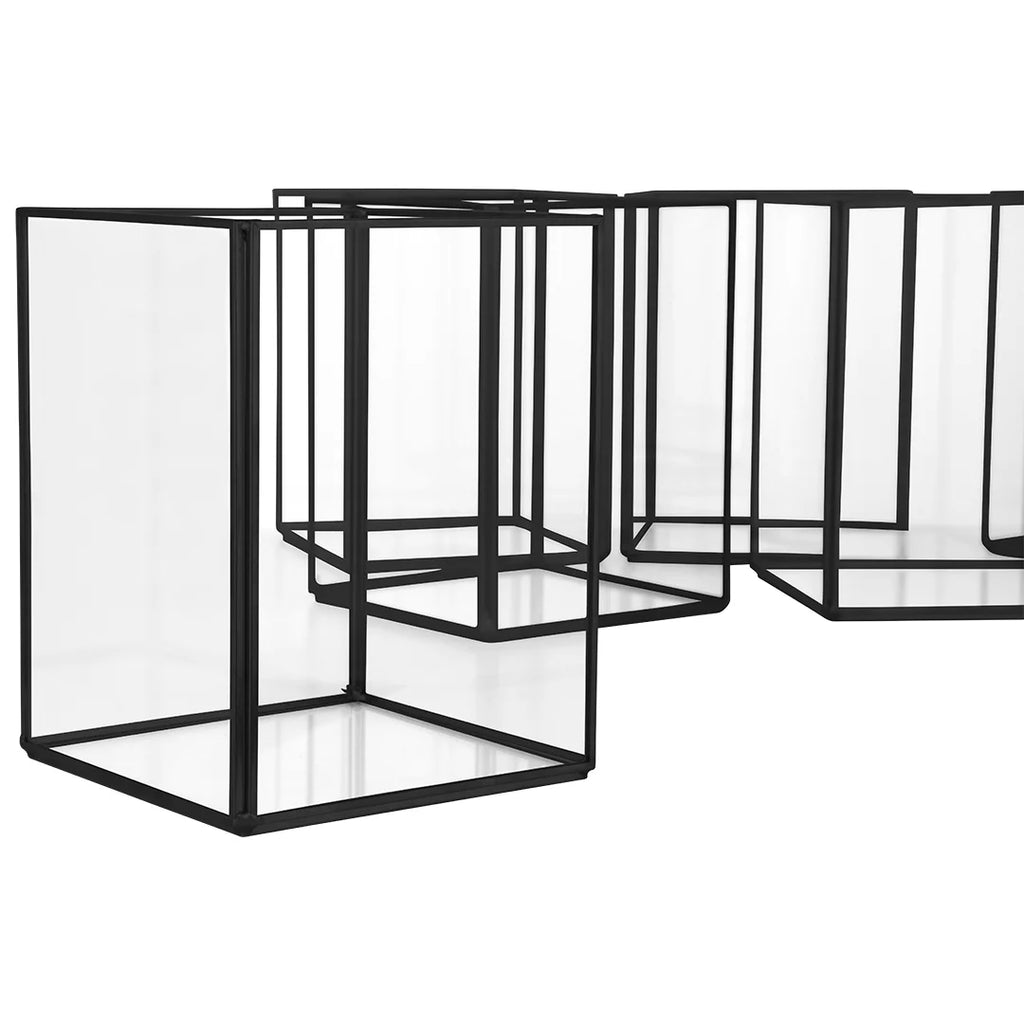 Black Geometric Hurricane Candle Holder Set of 6 P76994
