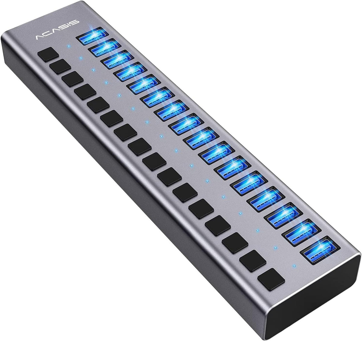 16 Ports USB 3.0 Powered Hub with Individual On/Off Switches and Power Adapter, Pack of 2 Q49717
