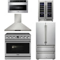 36 Electric Range, Range Hood, Refrigerator, Microwave and Wine Cooler V7127