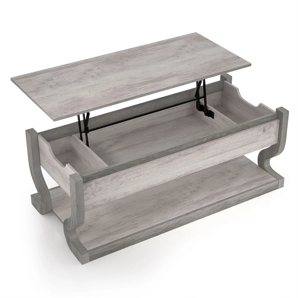 Wood 2-Piece Coffee Table Set in Coastal White F686