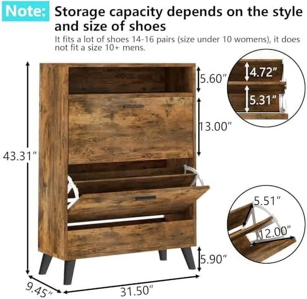 Free Standing Shoe Rack Cabinet with 3 Flip Drawers R56112
