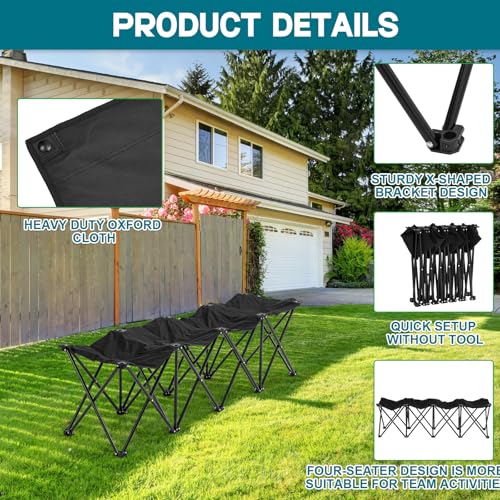 Folding 6 Seats Portable Sports Team Bench with Storage Bag N8588