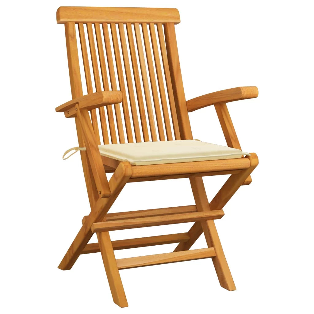 Patio Chairs with Cream Cushions 4 pcs Solid Teak Wood Y9307