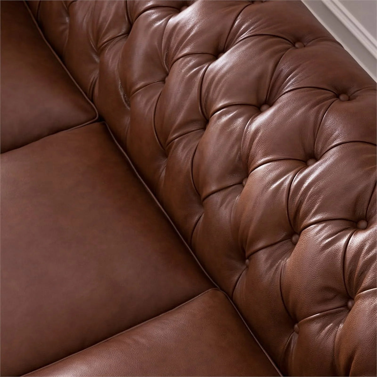 20" Traditional Leather Tufted Back Chesterfield Sofa F6888