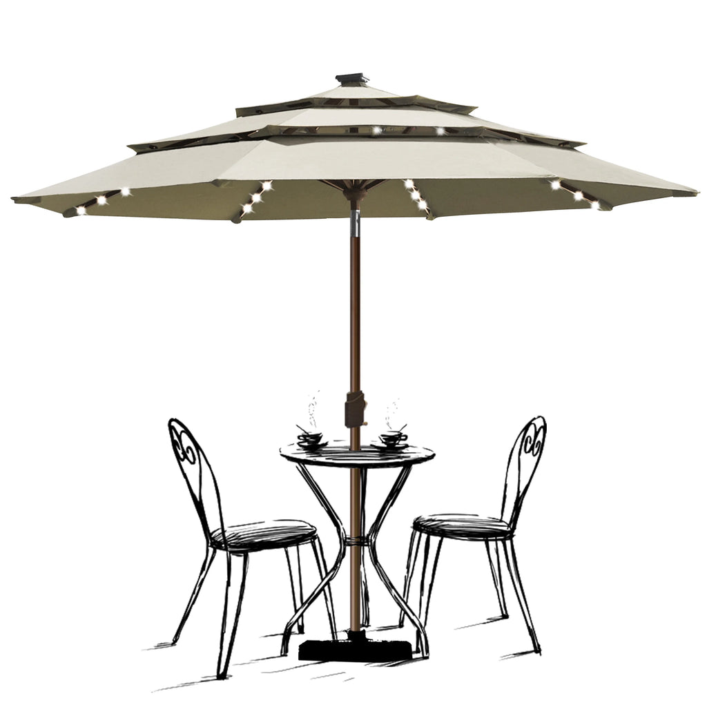 9ft 3 Tiers Patio Umbrella with 80 LED Lights H237