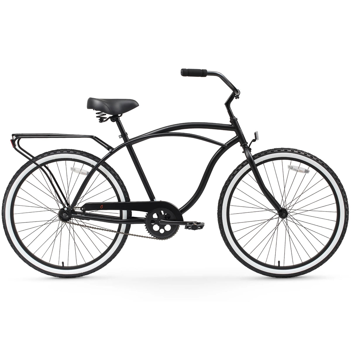 26" Matte Black Single Speed Beach Cruiser Bicycle with Rear Rack I93754