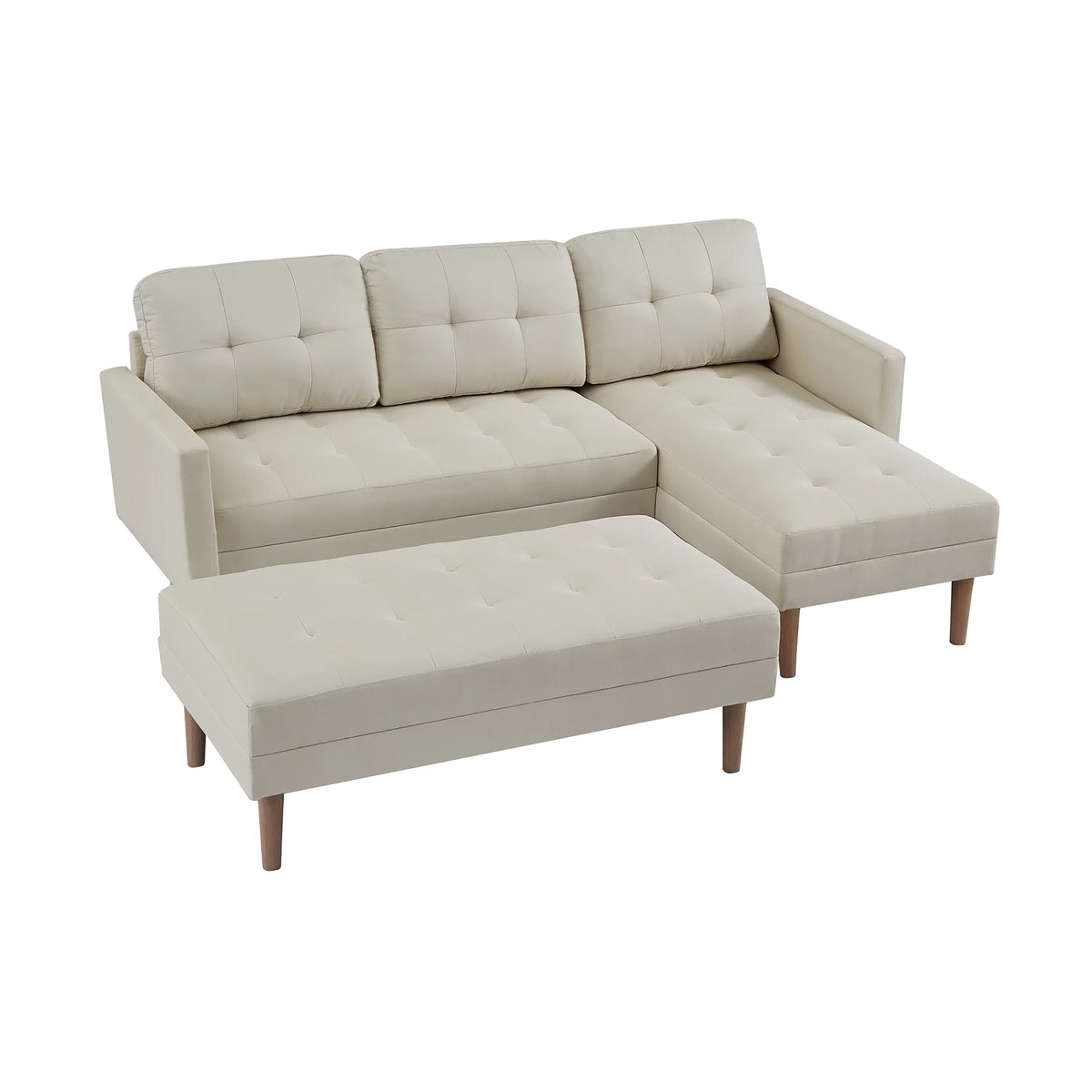 Beige Fabric Reversible Sleeper Sectional Sofa Bed F806