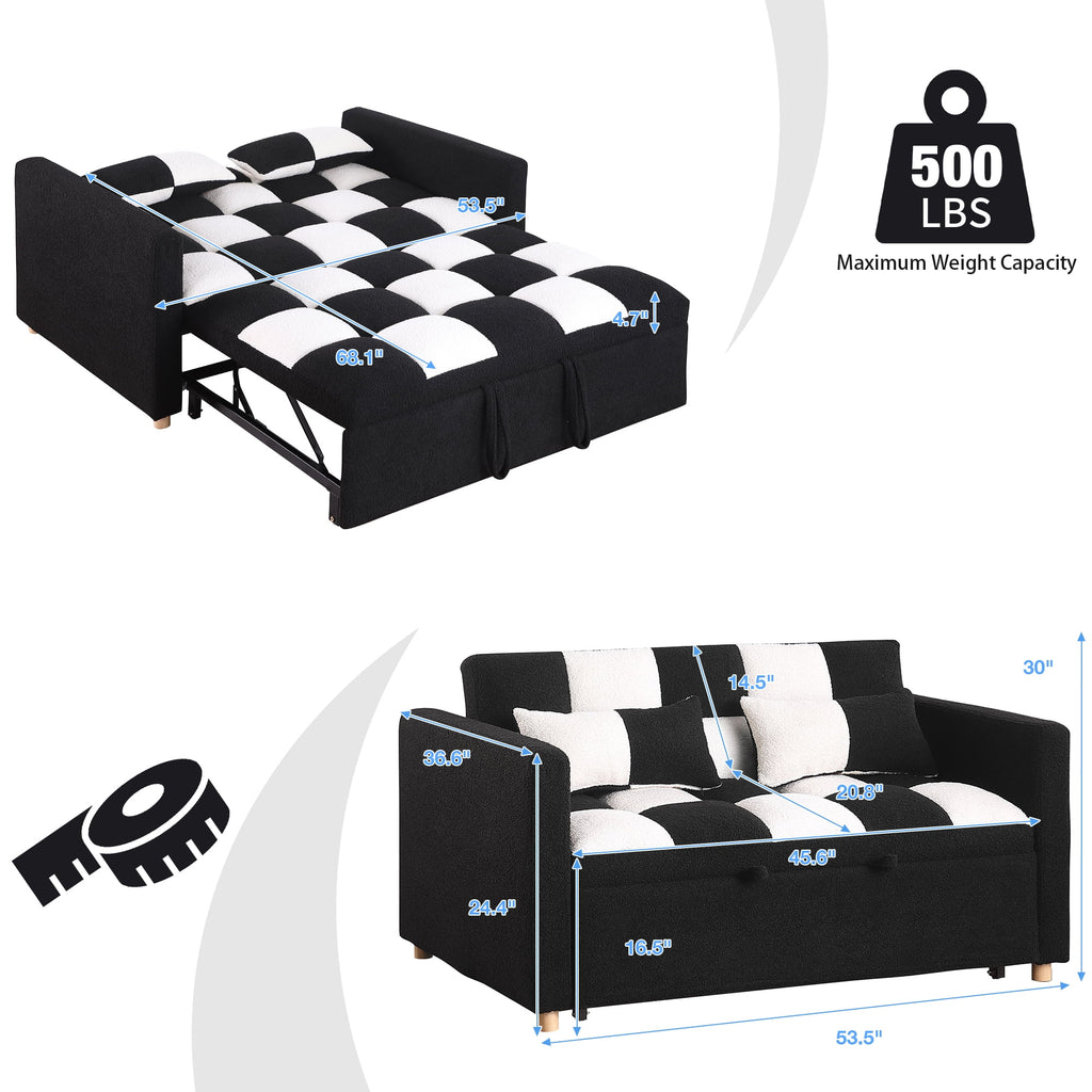45 x 68 Small Convertible Loveseat Sleeper Sofa Bed with 2 Pillows A42994