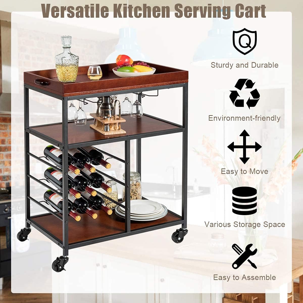 Rustic Brown Kitchen Island Cart G754019
