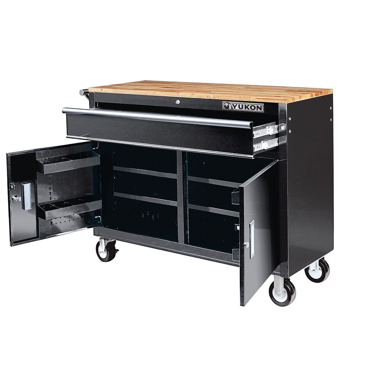 46 in. Mobile Workbench with Solid Wood Top B440908