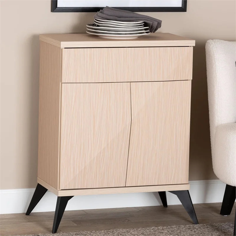 Light Brown and Black Wood 2-Door Sideboard Buffet H214549