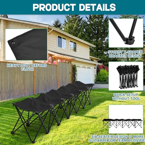 Folding 6 Seats Portable Sports Team Bench with Storage Bag N8588