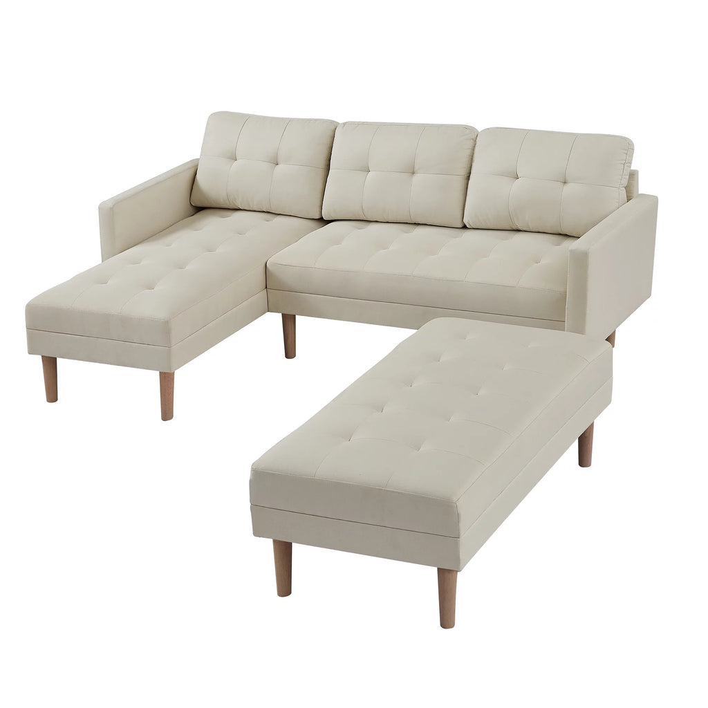 Beige Fabric Reversible Sleeper Sectional Sofa Bed F806