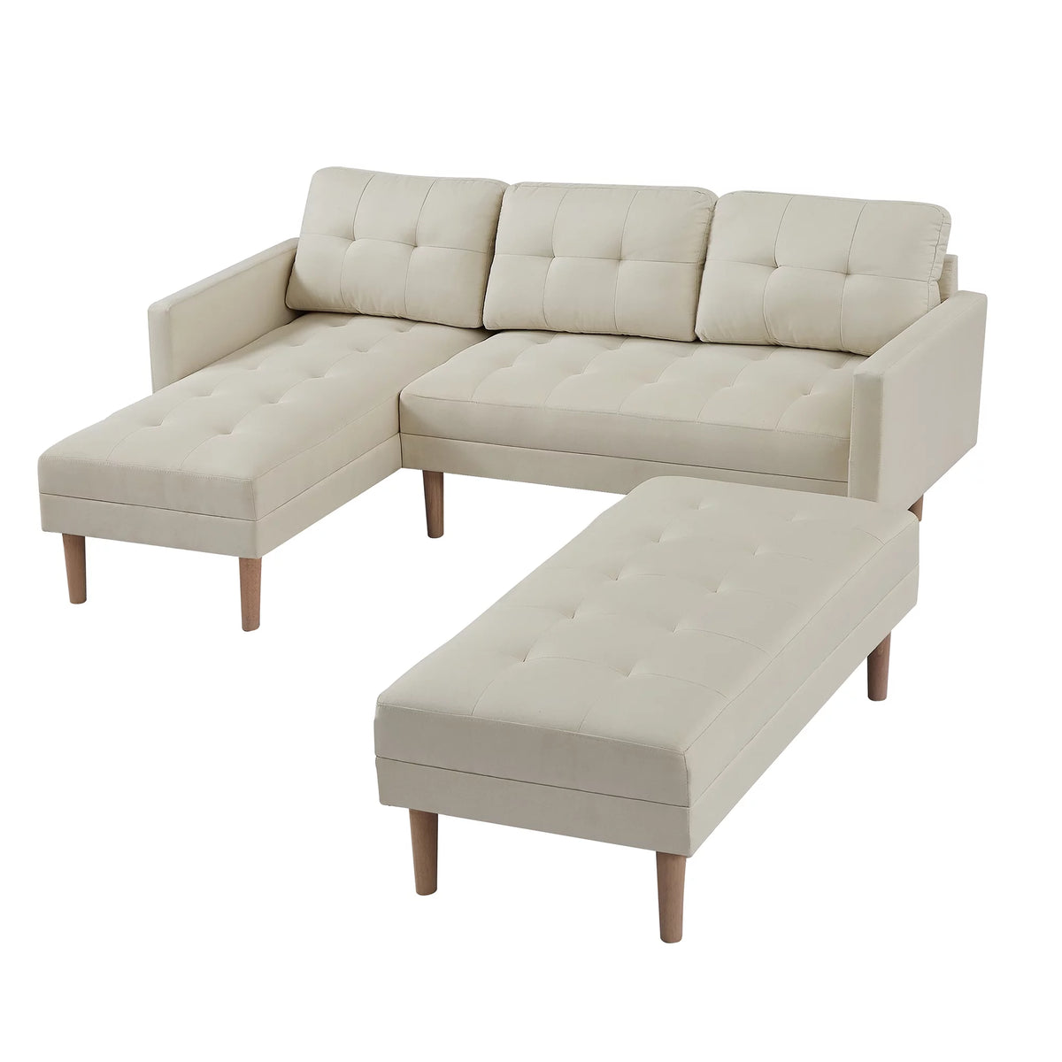 Beige Fabric Reversible Sleeper Sectional Sofa Bed F806
