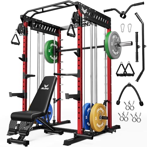 Multi-Function Power Cage with Dual Pulley Cable Crossover System H895609