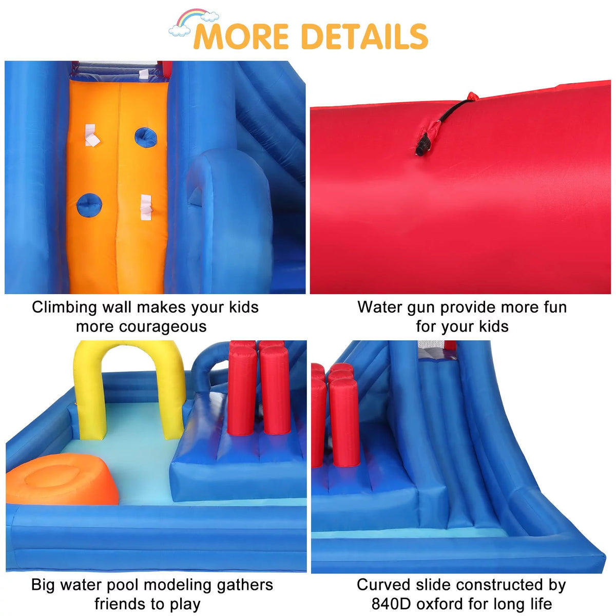 Inflatable Bounce House Castle with 2 Water Slide Pool I4278