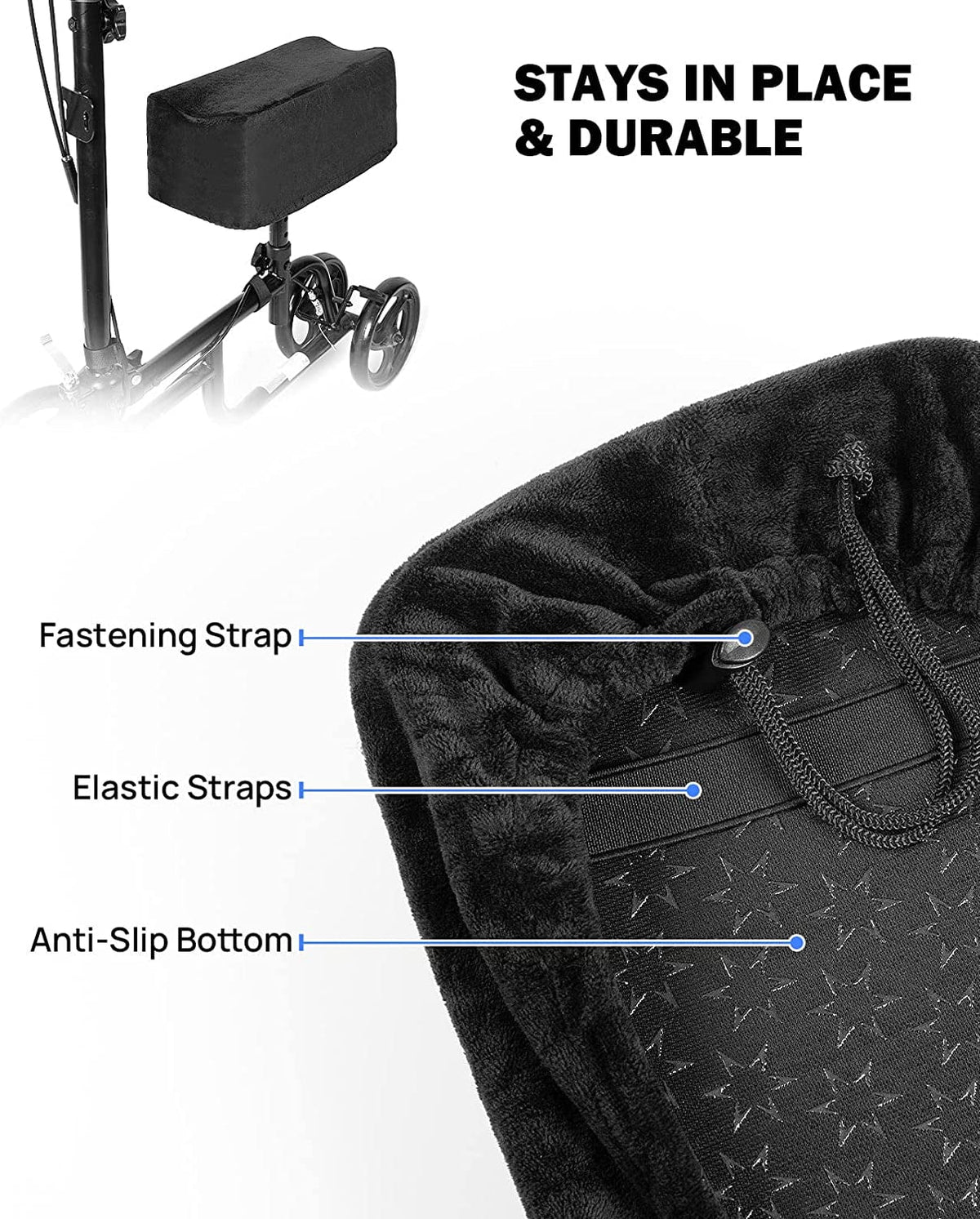 Black Memory Foam Knee Scooter Seat Cushion M111