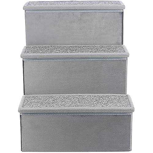 Foldable 3-Step Pet Stairs with Storage U6882