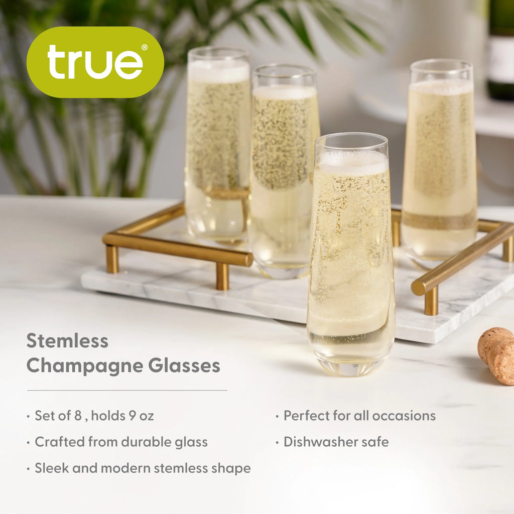 Stemless Champagne Flutes Glasses 9oz Set of 8 T3273