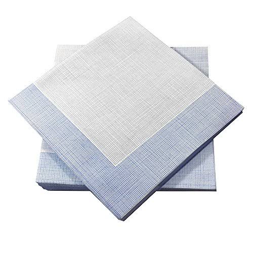 White with Blue Threads Disposable Napkins 16x16 Inches 600 Count Q976571