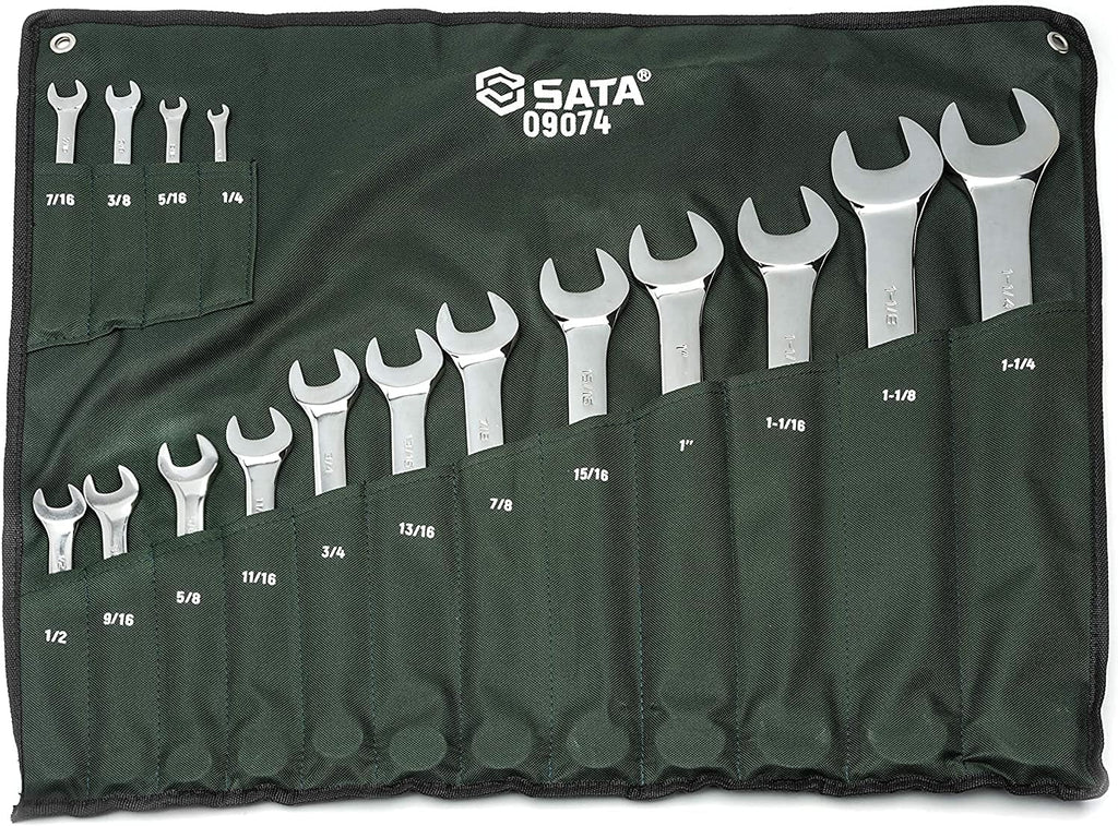 23-Piece Full-Polish Metric Combination Wrench Set with Offset Box Ends and Tool Roll A776