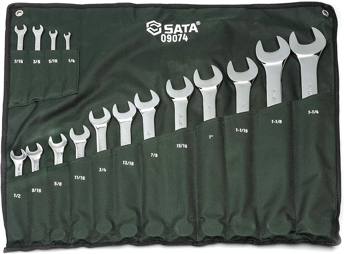 23-Piece Full-Polish Metric Combination Wrench Set with Offset Box Ends and Tool Roll A776
