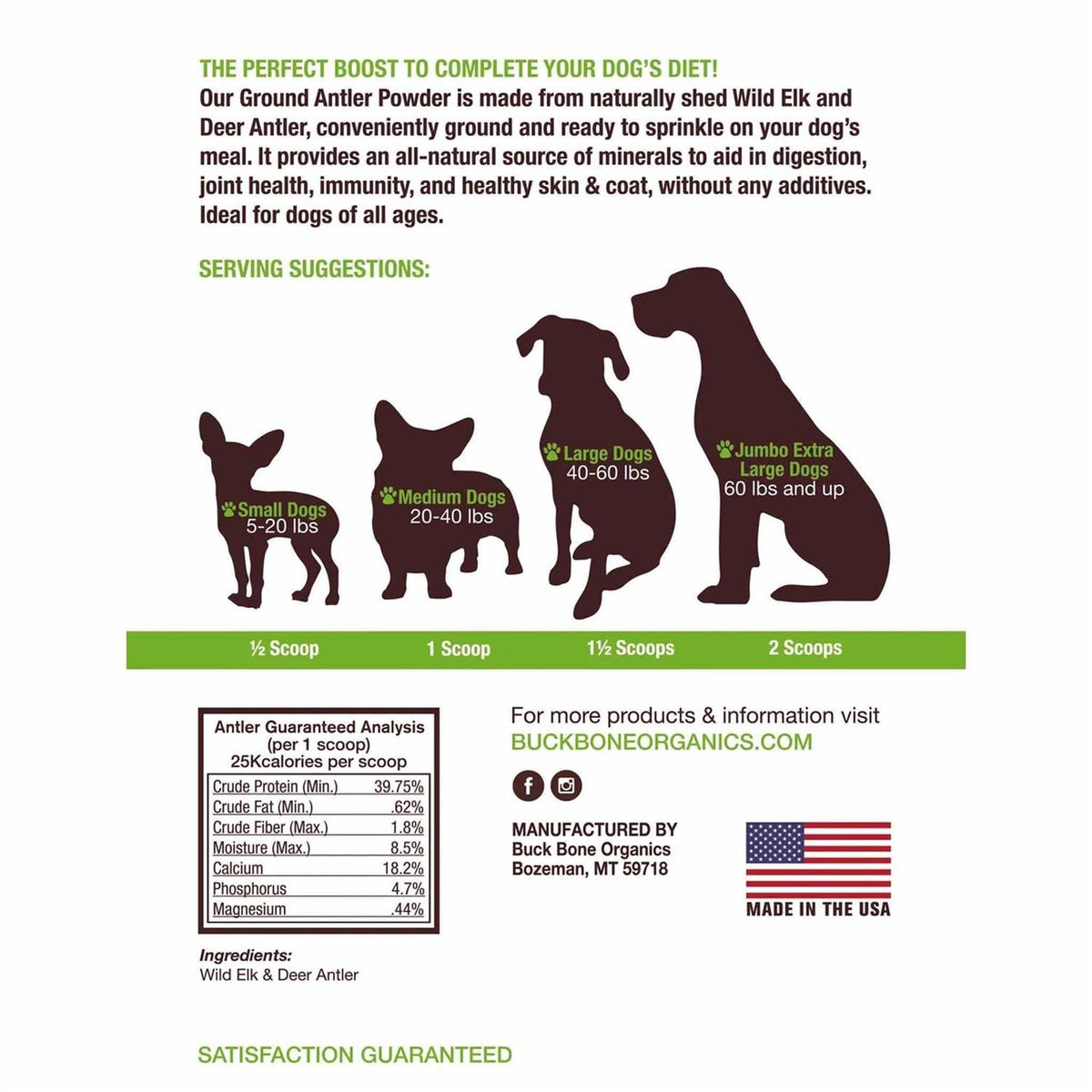 Ground Wild Elk and Deer Antler Powder for Dogs X3015